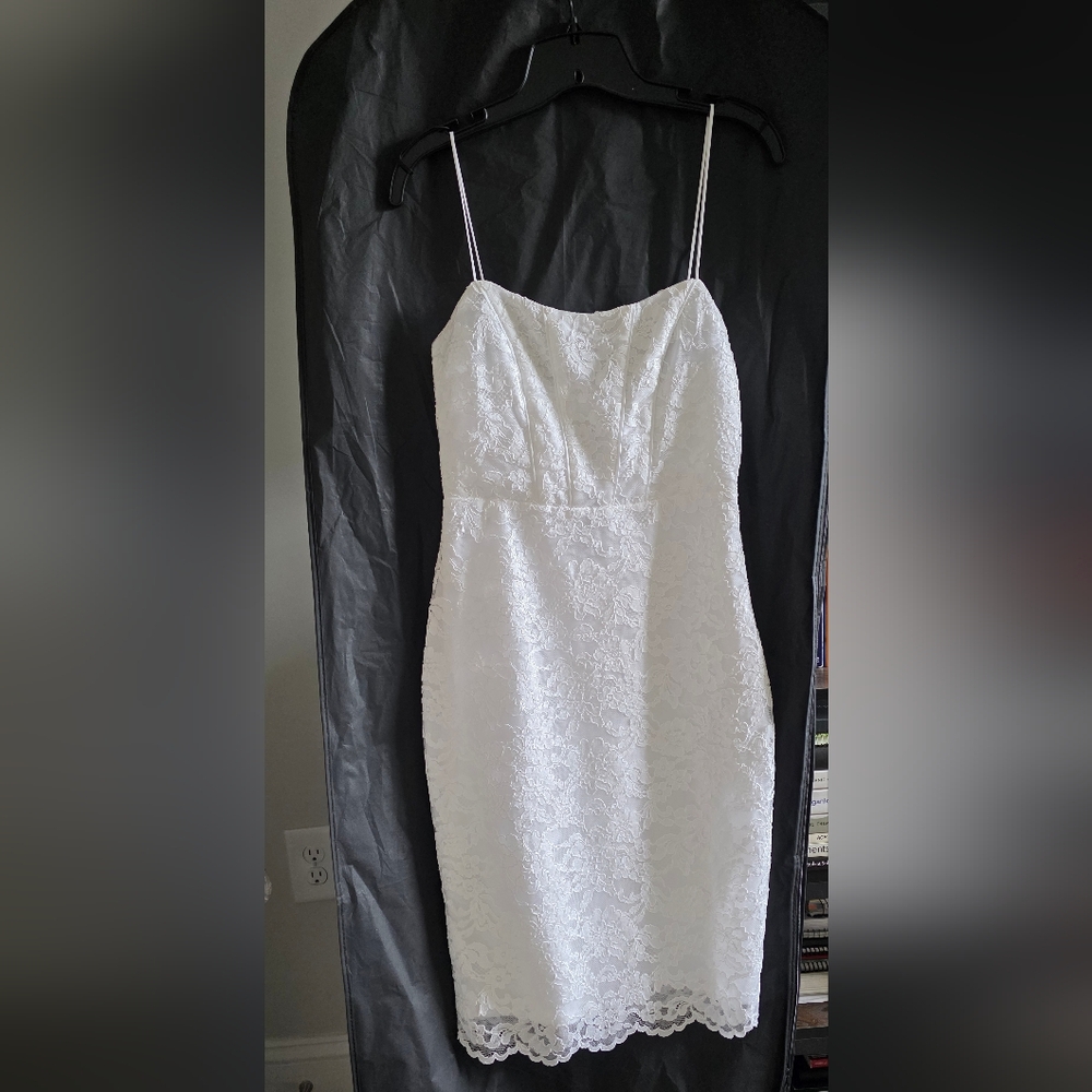 Express Strapless White Lace Dress